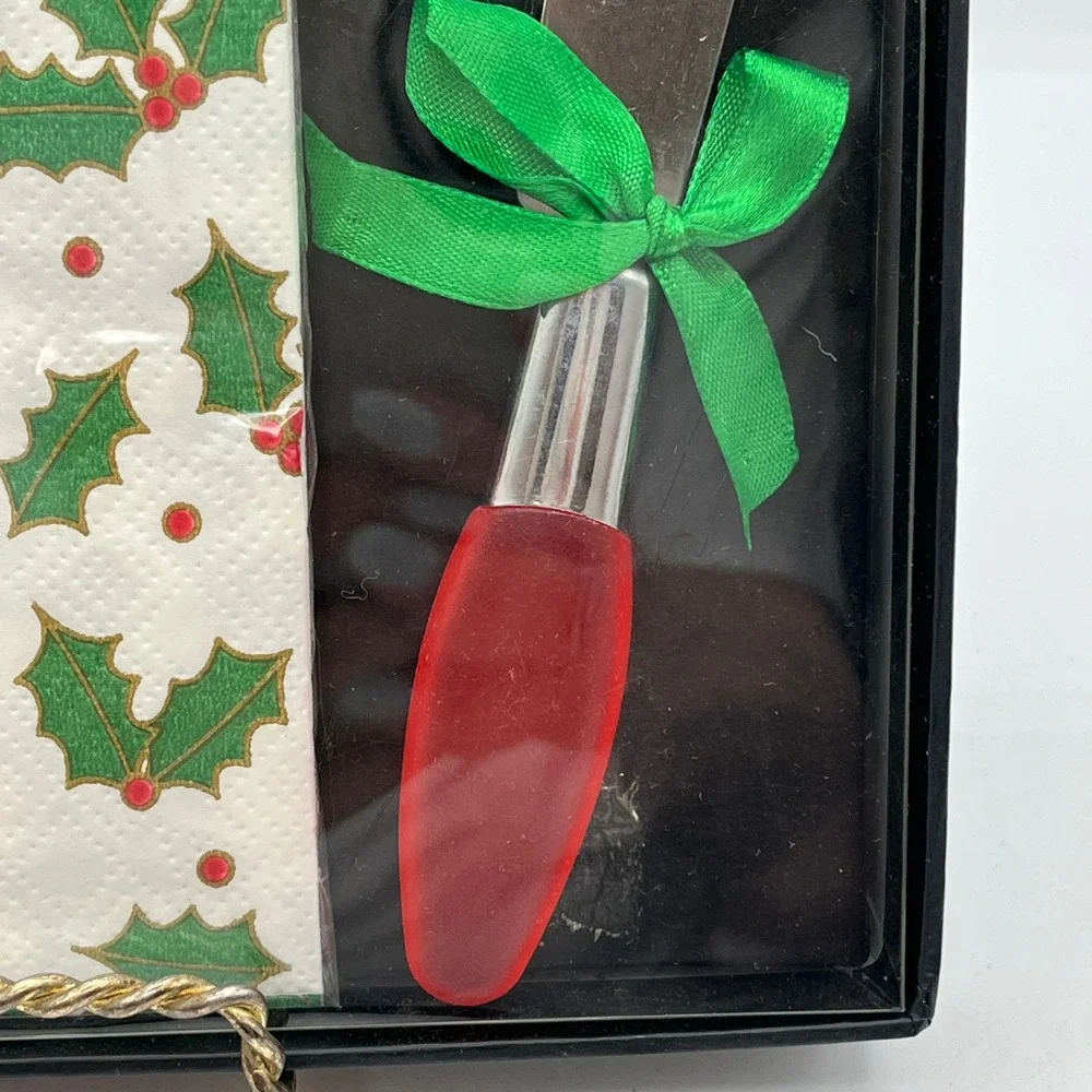 New W/ Tag Lolita Holly Berry Hostess Set 20 Napkins‎ & Spreader Christmas Theme